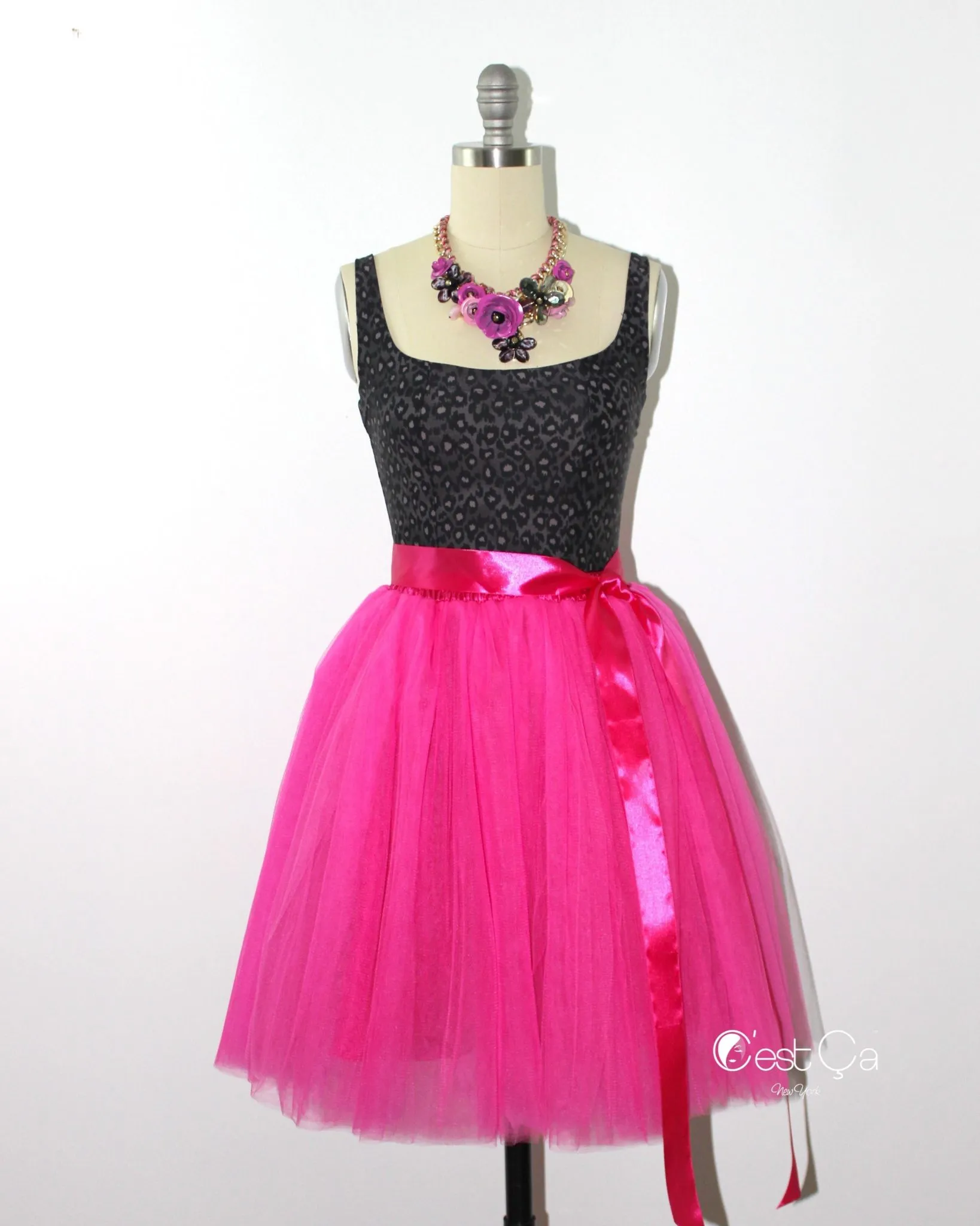 Clarisa Fuchsia Tulle Skirt - Midi