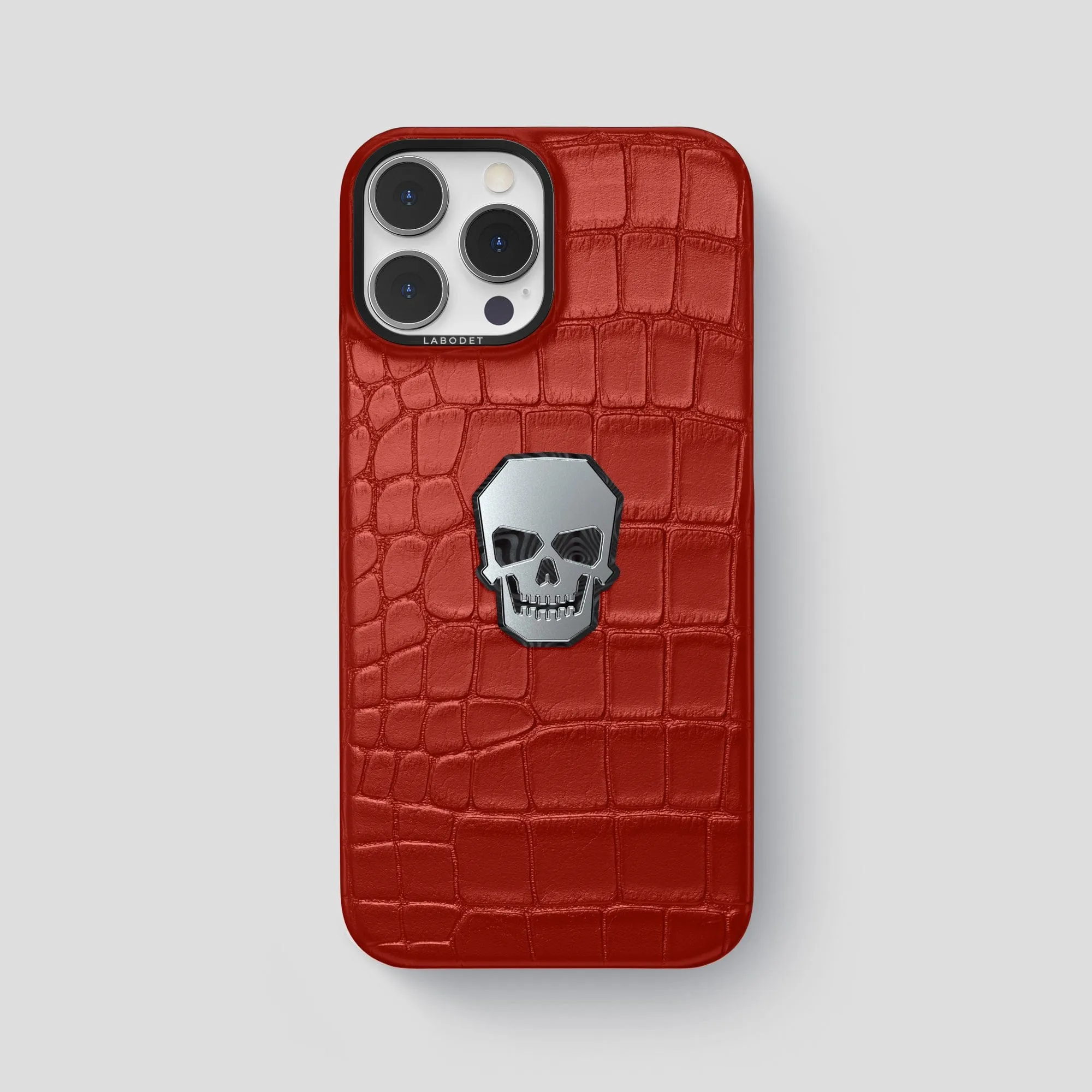 Classic Case With Titanium Skull For iPhone 15 Pro Max In Alligator