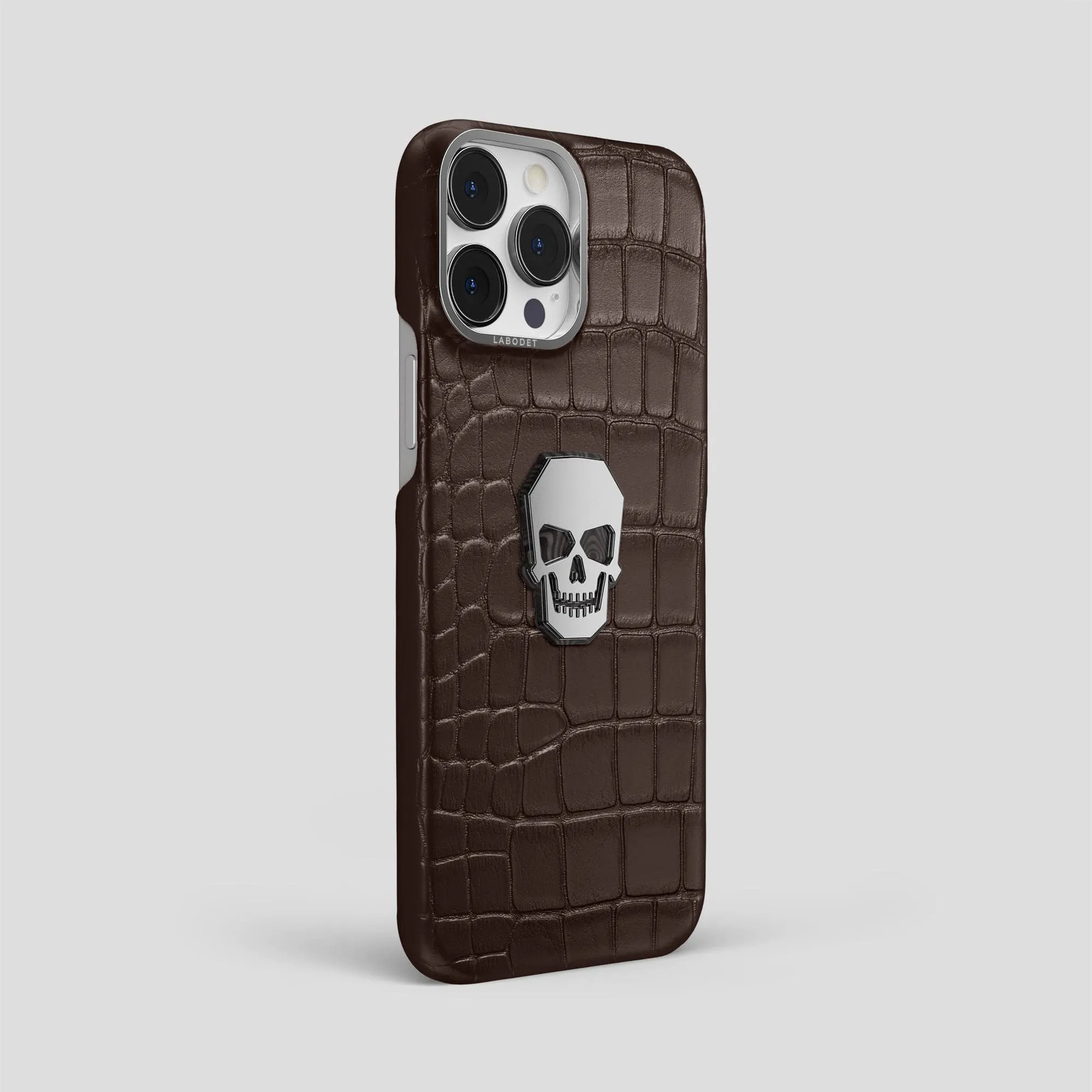 Classic Case With Titanium Skull For iPhone 15 Pro Max In Alligator