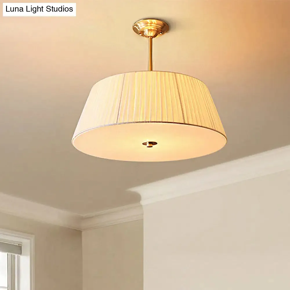 Classic White Semi Flush Mount Ceiling Fixture - 3/4 Lights with Drum Fabric Shade, 16"/20" Wide - Ideal for Living Room