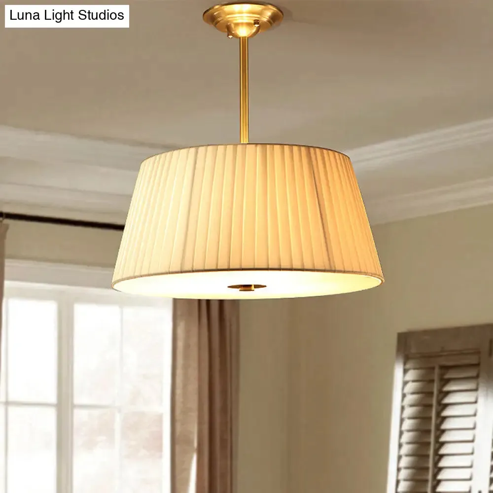 Classic White Semi Flush Mount Ceiling Fixture - 3/4 Lights with Drum Fabric Shade, 16"/20" Wide - Ideal for Living Room