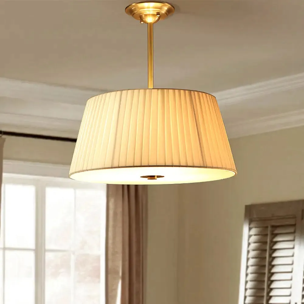 Classic White Semi Flush Mount Ceiling Fixture - 3/4 Lights with Drum Fabric Shade, 16"/20" Wide - Ideal for Living Room