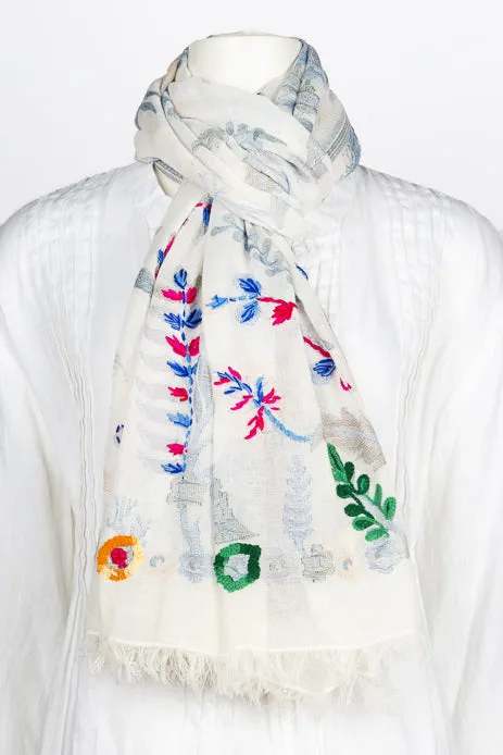 Cleo Embroidered Woven Scarf