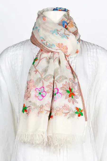 Cleo Embroidered Woven Scarf