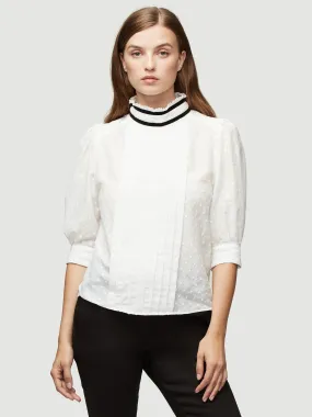 Contrast Trim Top -- Off White