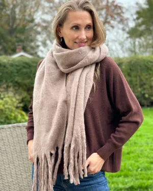 Cosy Plain Winter Scarf - Mushroom