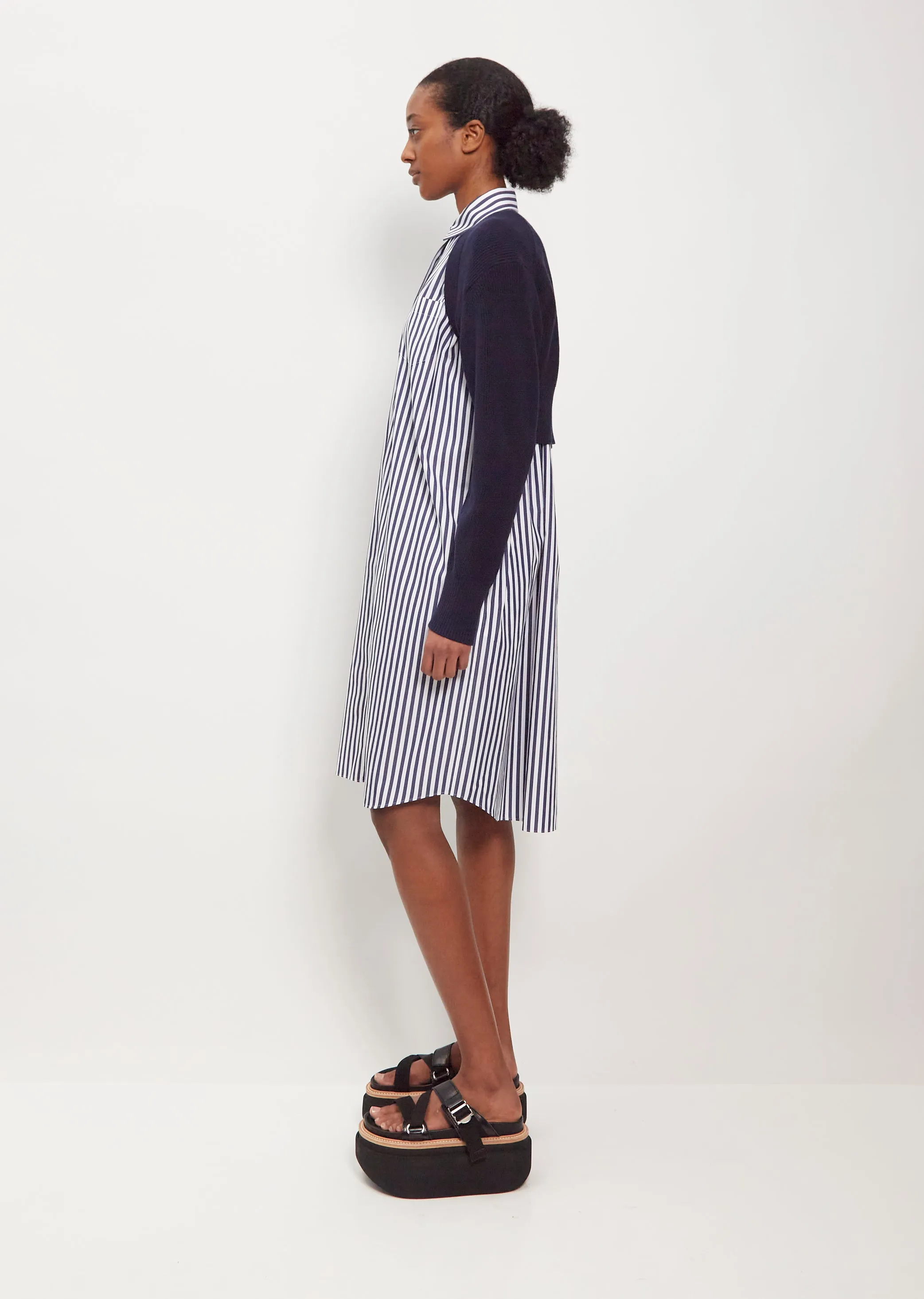 Cotton Poplin x Knit Dress