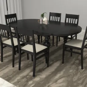 Dark Balck Mate Finished Classic Handmade Wooden Dining Set