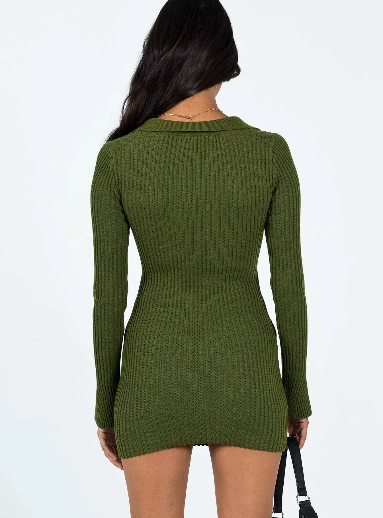 Demit Long Sleeve Mini Dress Khaki