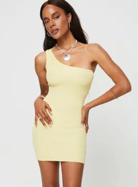 Denham One Shoulder Mini Dress Yellow