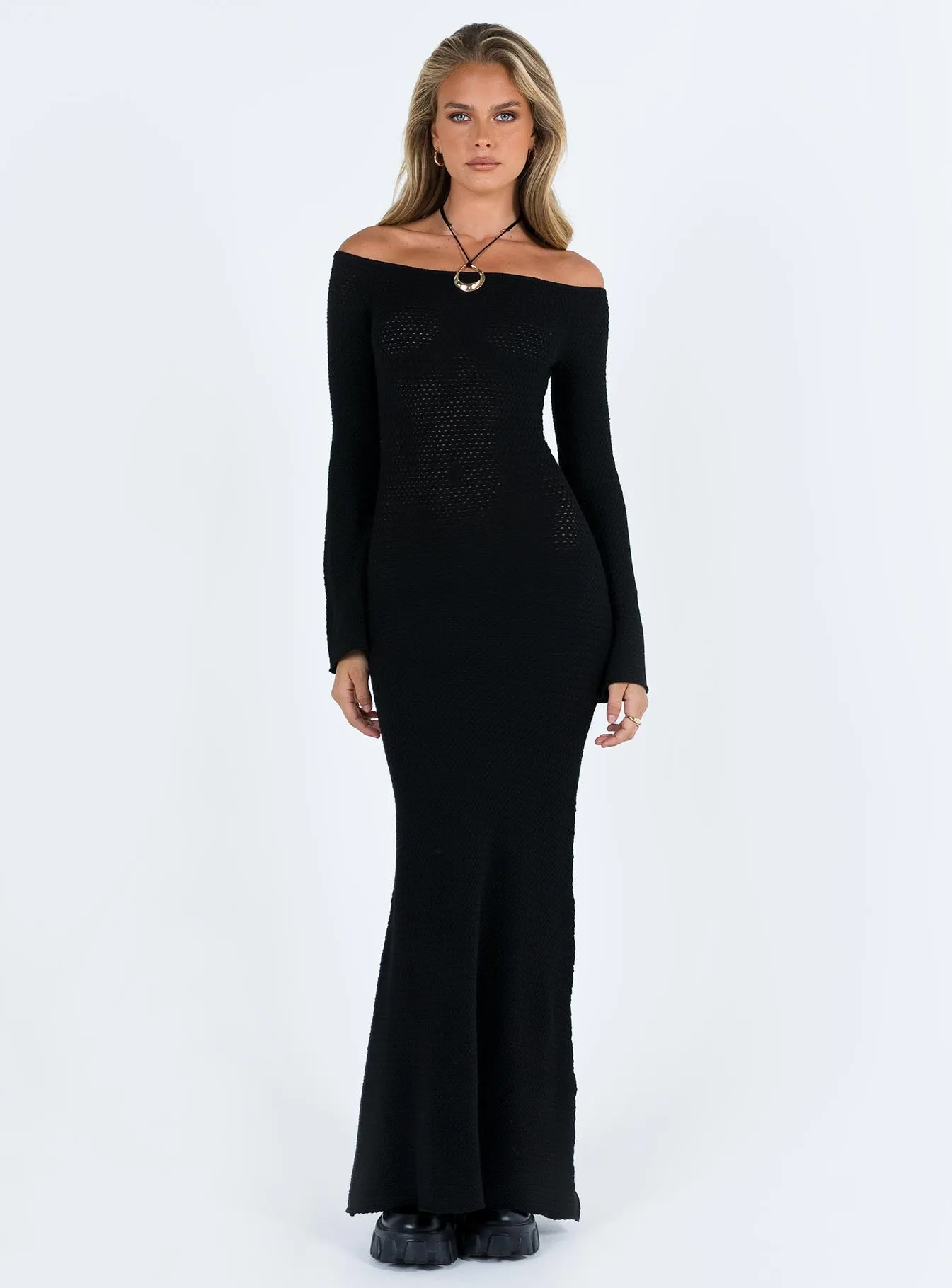 Devyn Off The Shoulder Maxi Dress Black