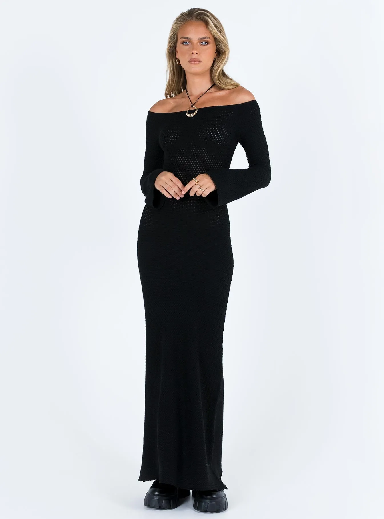 Devyn Off The Shoulder Maxi Dress Black