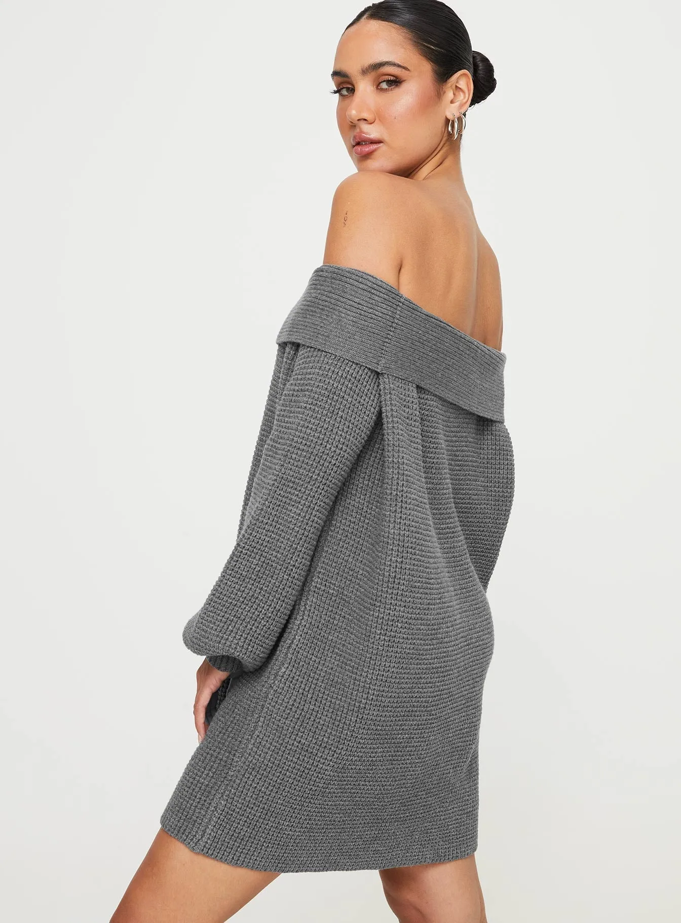 Deya Off The Shoulder Mini Dress Grey