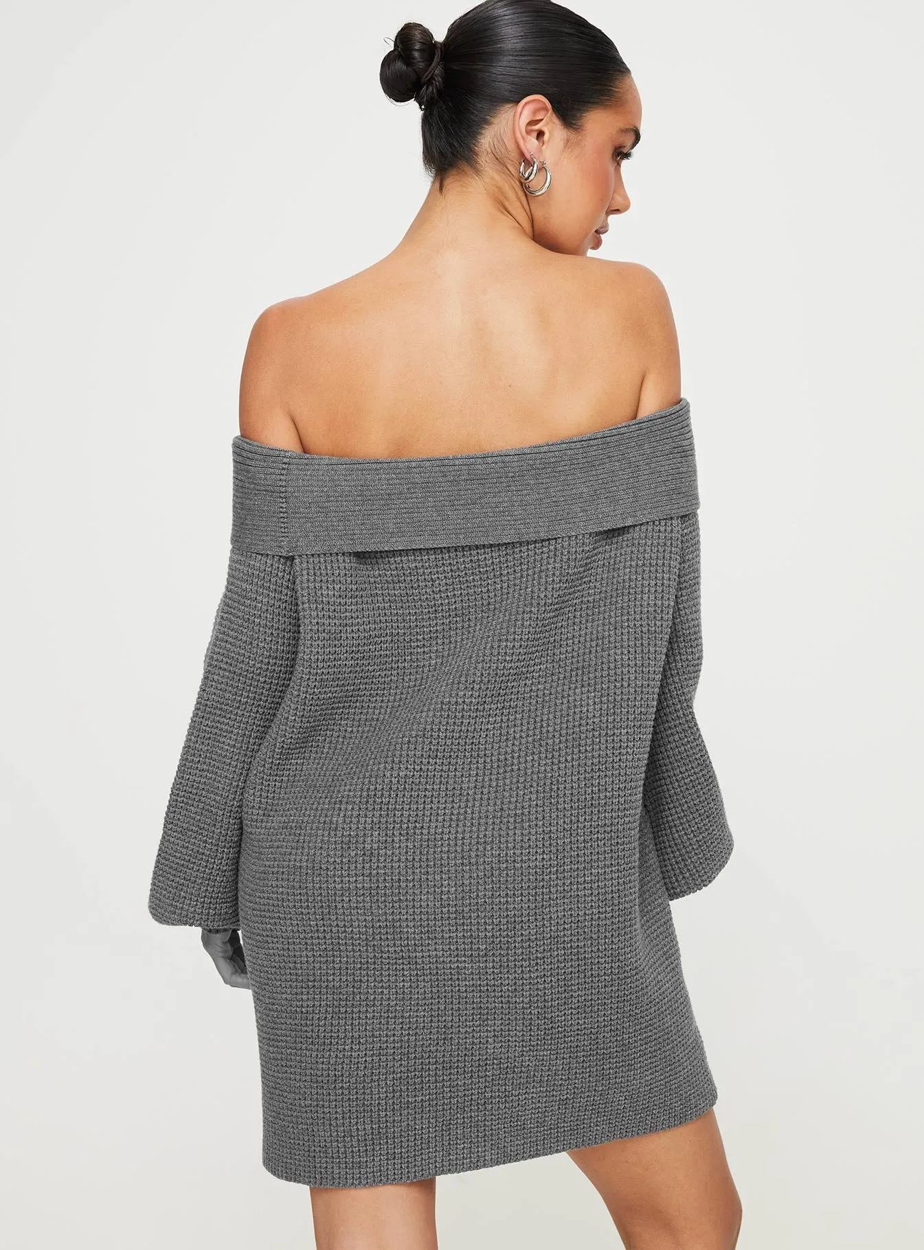 Deya Off The Shoulder Mini Dress Grey