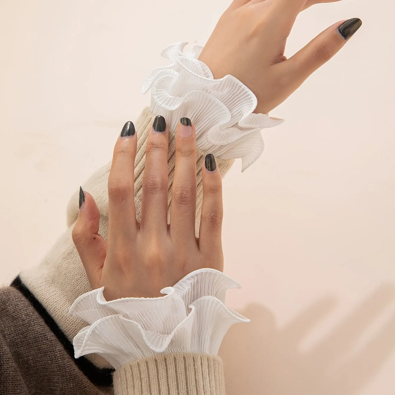 Double Layer Ruffle Lace Wrist Cuffs  Womens Costume Accessory