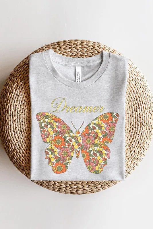 Dream Floral Butterfly Graphic T Shirts