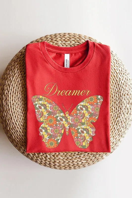 Dream Floral Butterfly Graphic T Shirts