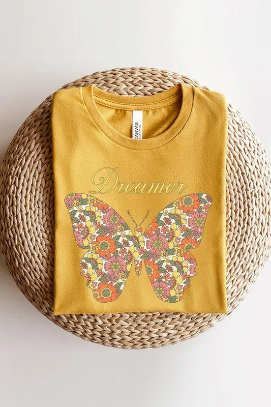 Dream Floral Butterfly Graphic T Shirts