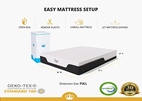 DYNASTY MATTRESS 12 inch CoolBreeze Classic Cooling Gel Memory Foam Mattress for RV (Medium Firm - RV King 72x80)