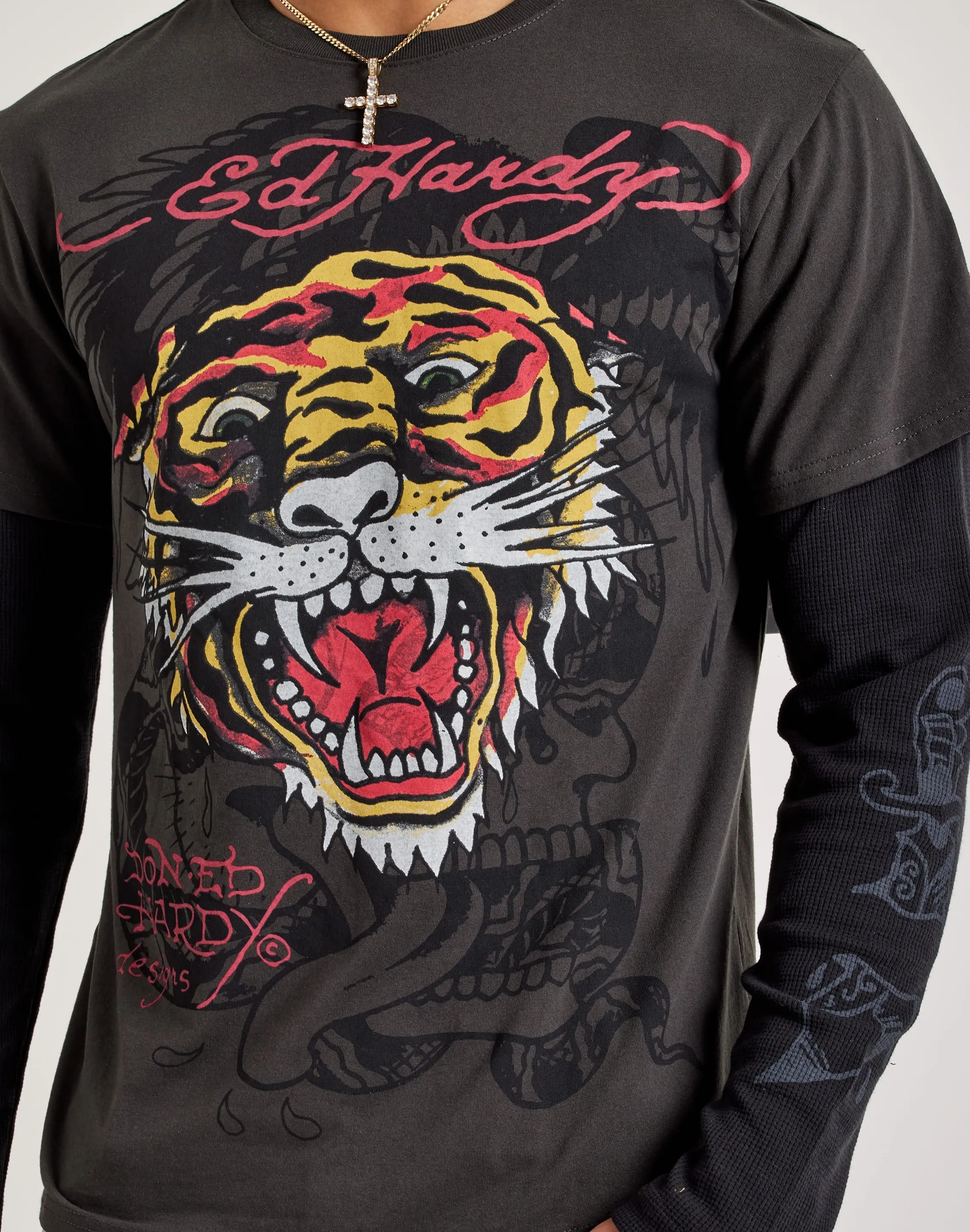 Ed Hardy Tiger Head Long-Sleeve Tee