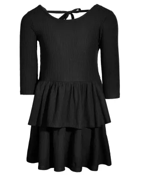 Epic Threads Toddler & Little Girls Ribbed-Knit Tiered Ruffle Dress - Deep Black