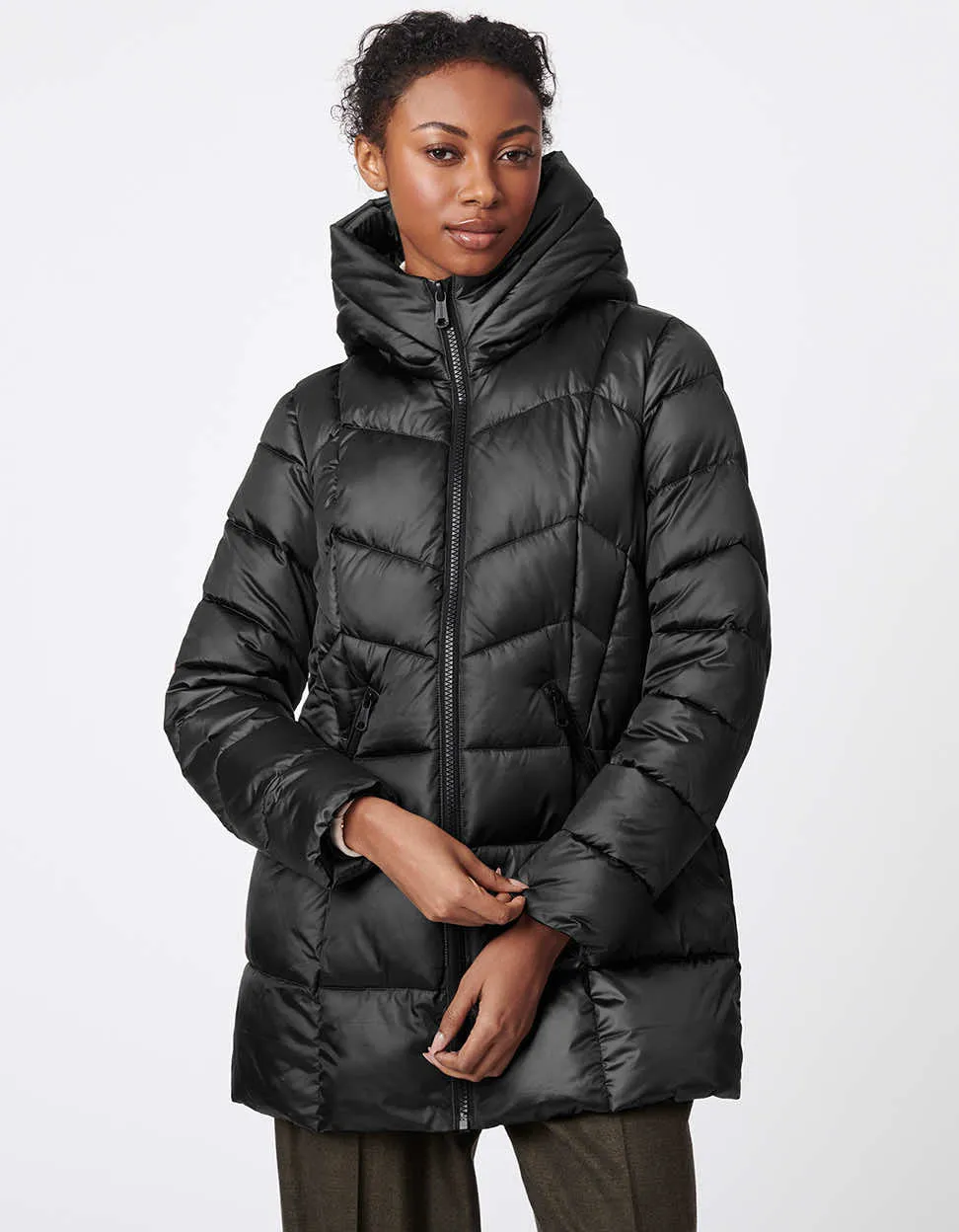 Fab Funnel Shiny Quilted Puffer