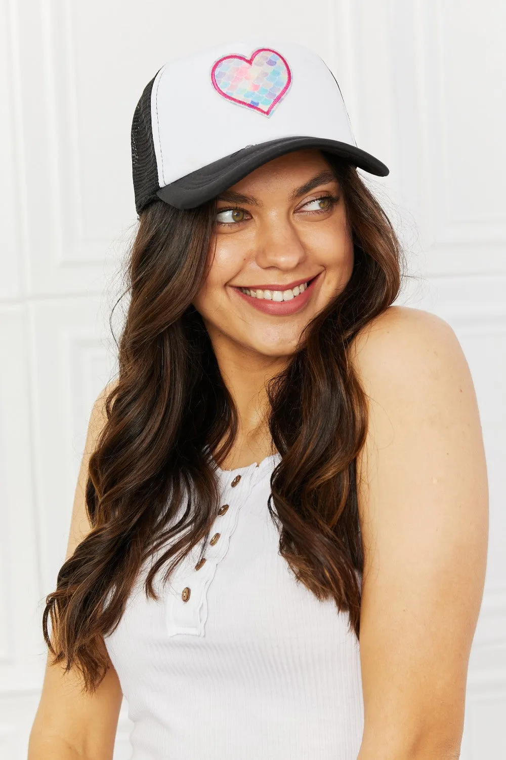 Fame Falling For You Trucker Hat in Black - Ships from The US