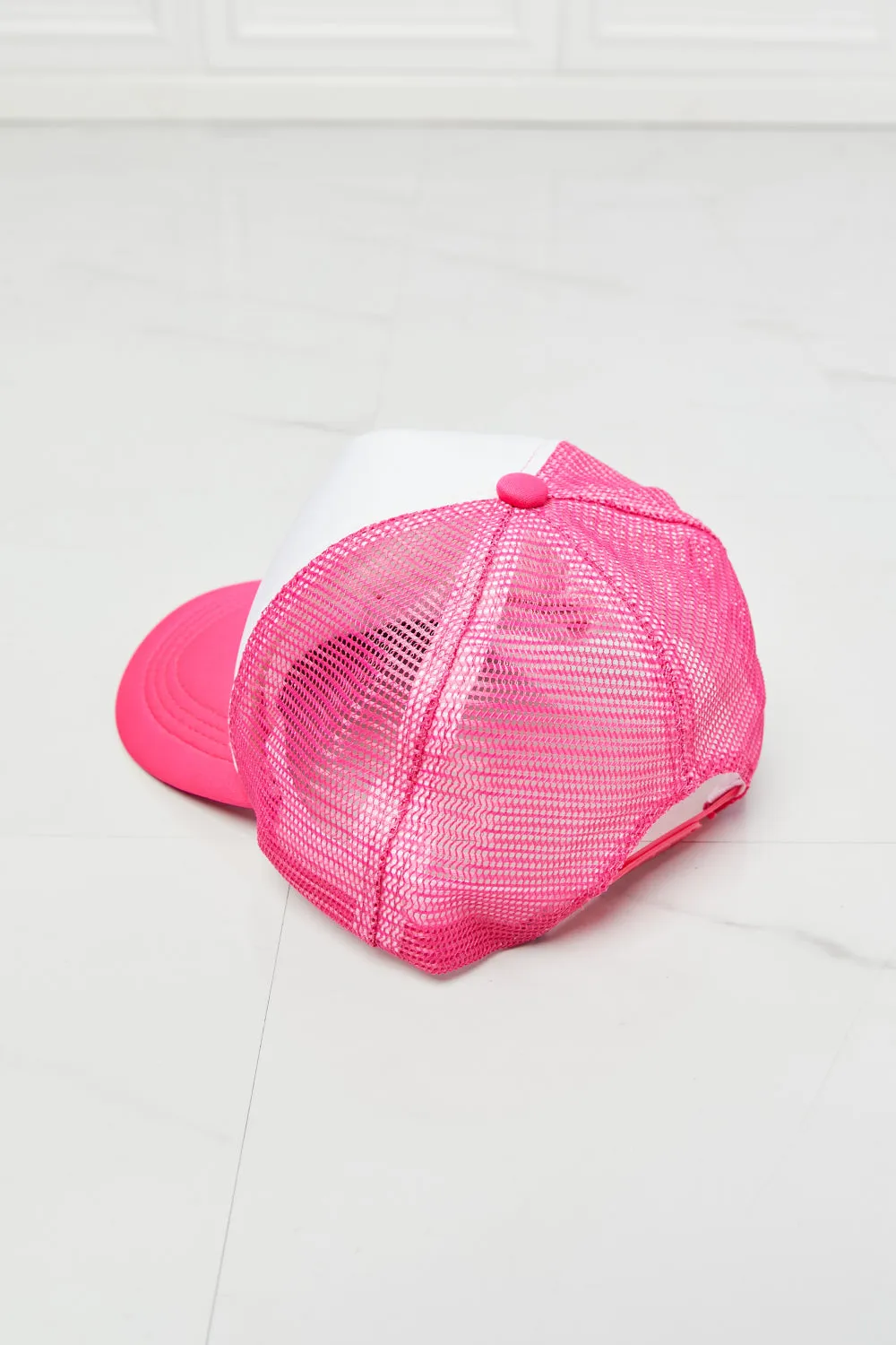 Fame Falling For You Trucker Hat in Pink - Ships from The US