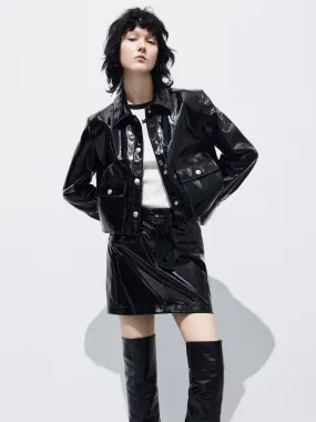 Faux Leather Glossy Jacket