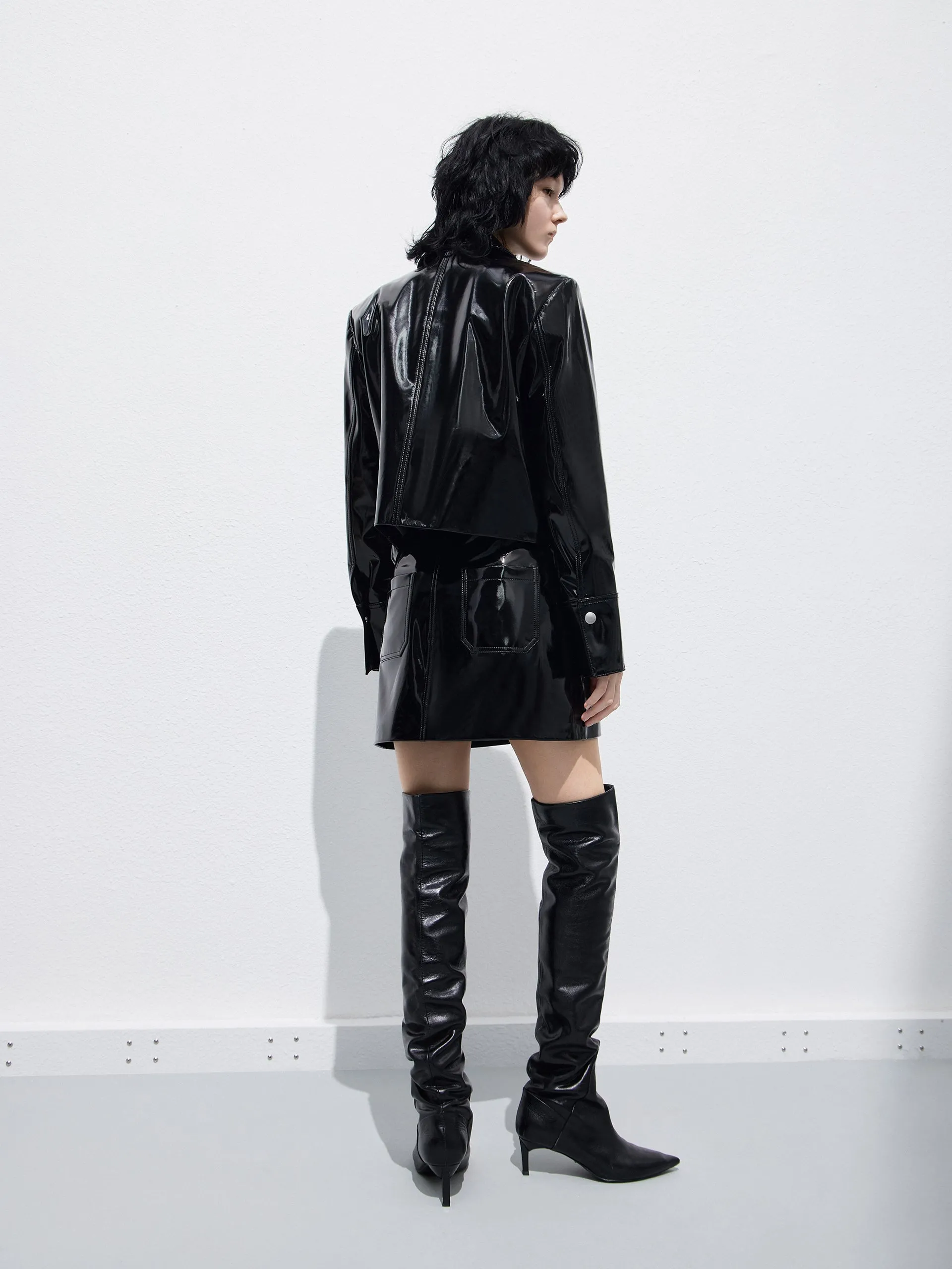 Faux Leather Glossy Jacket