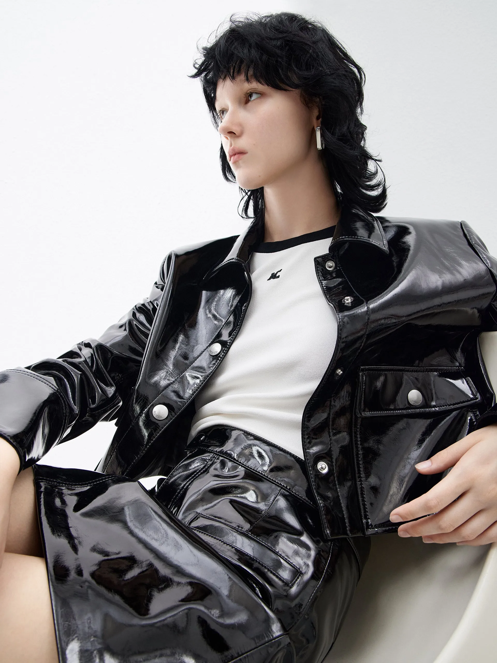 Faux Leather Glossy Jacket