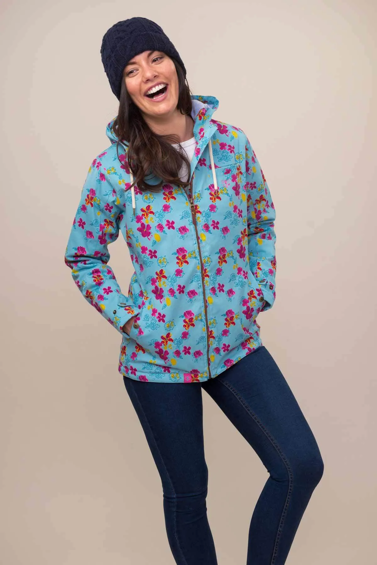 Faye Waterproof Coat - Aqua Haze Floral