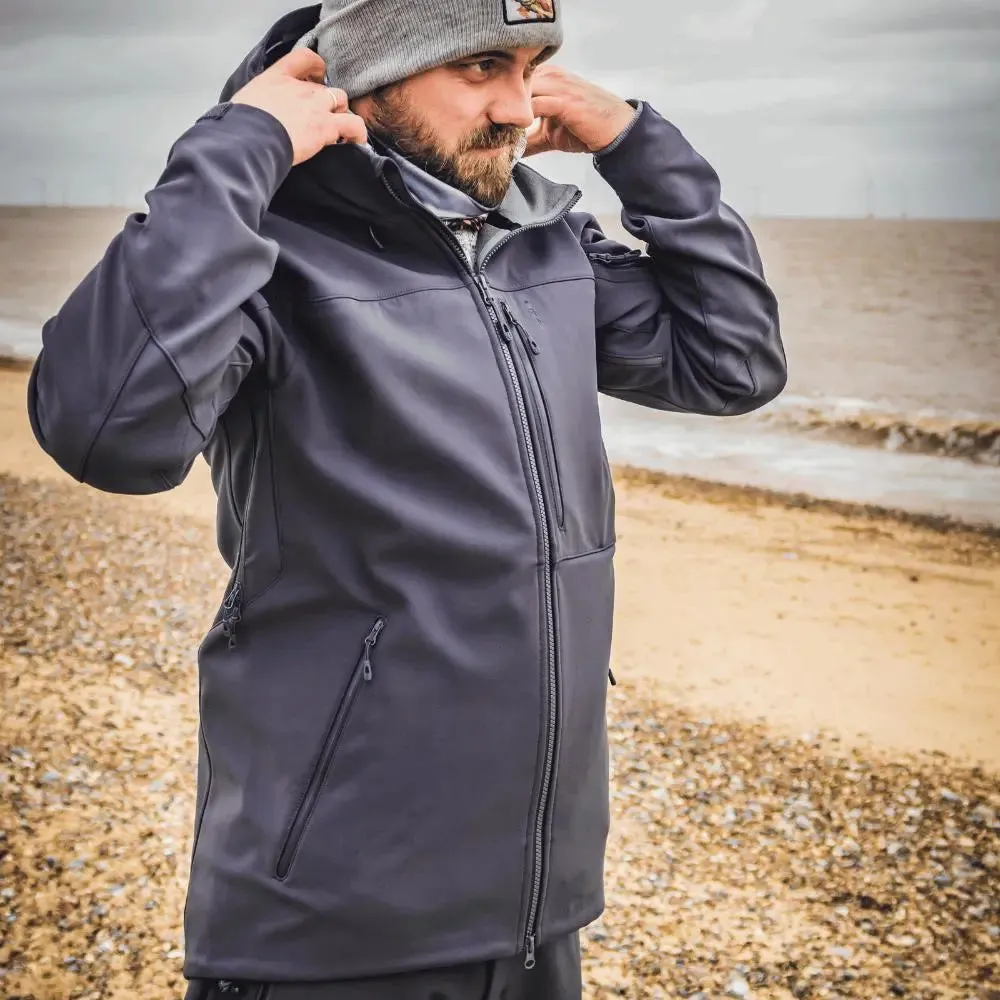 FHM Stream Mens Water Resistant Softshell Jacket with Hood Grey