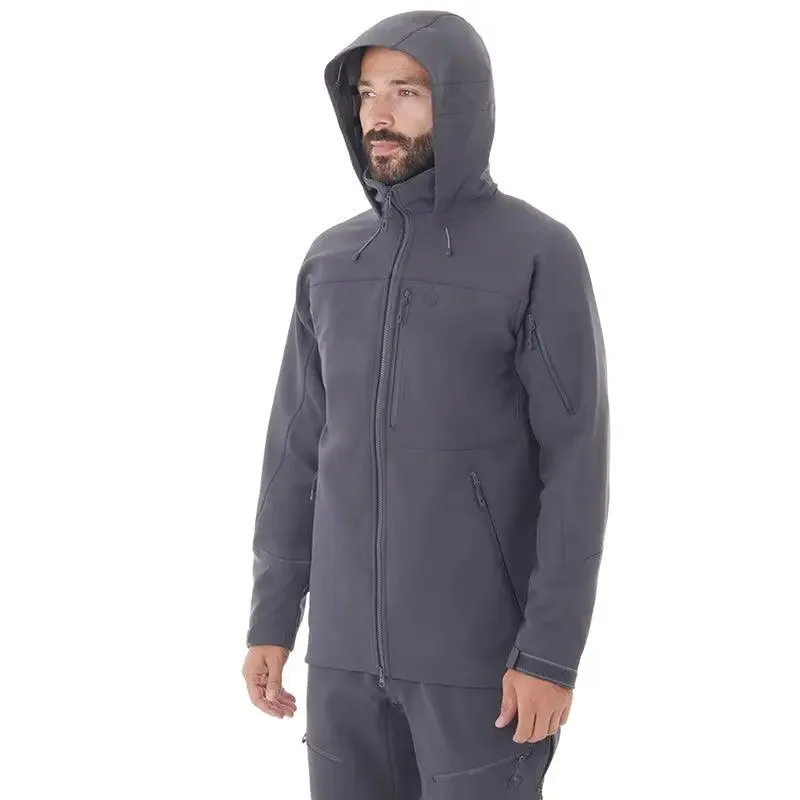 FHM Stream Mens Water Resistant Softshell Jacket with Hood Grey