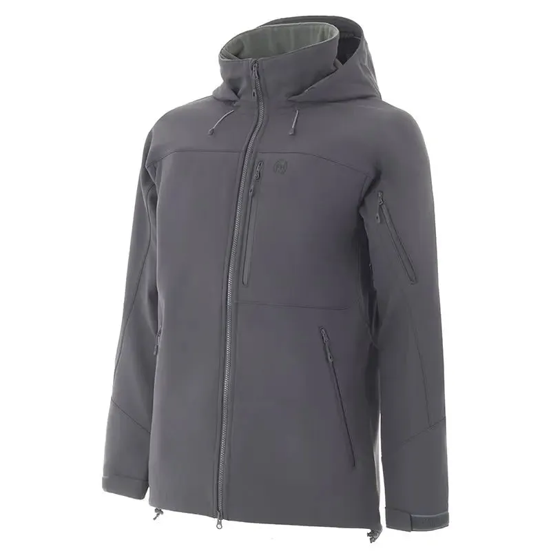 FHM Stream Mens Water Resistant Softshell Jacket with Hood Grey