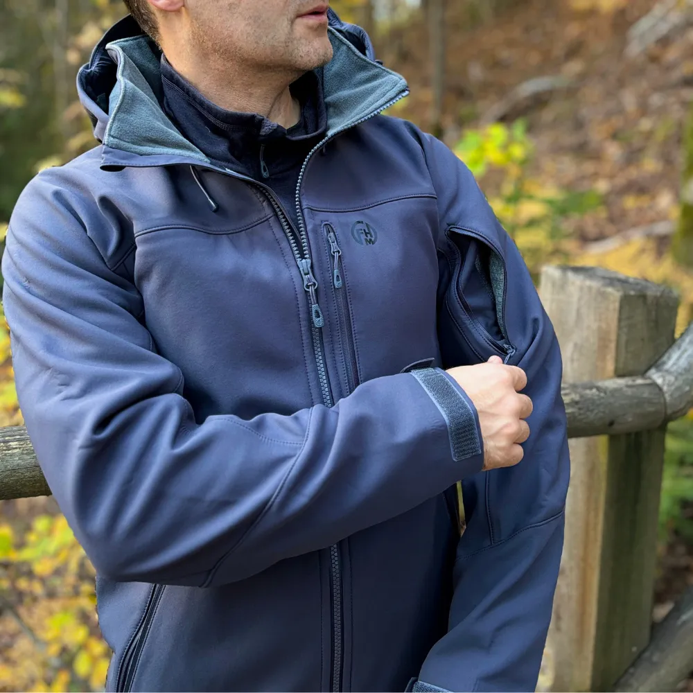 FHM Stream Mens Water Resistant Softshell Jacket with Hood Grey