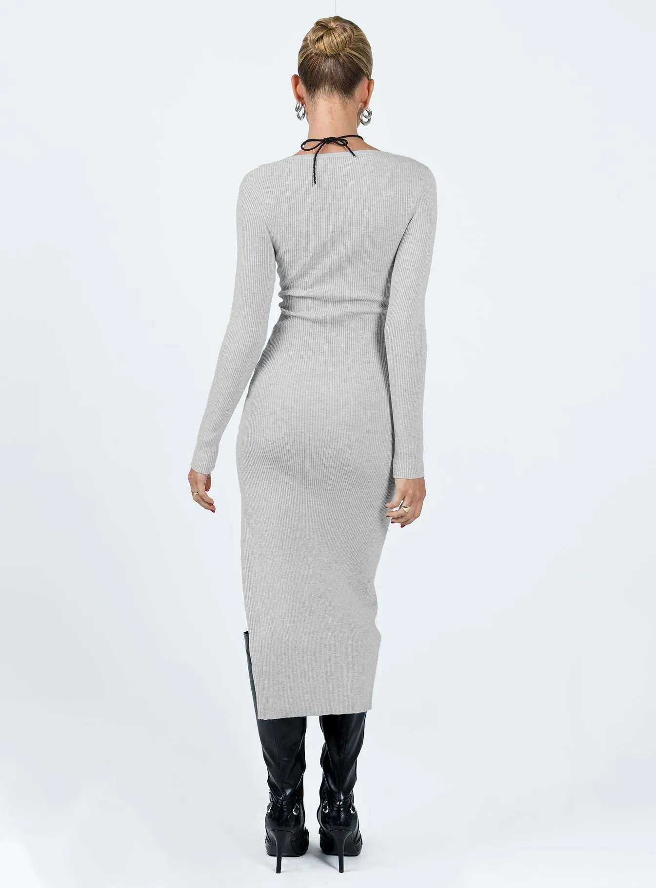 Fitro Long Sleeve Maxi Dress Grey