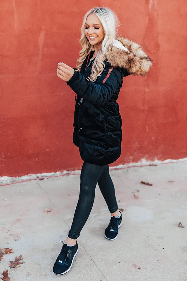 Fresh Snowfall Faux Fur Lined Coat In Black