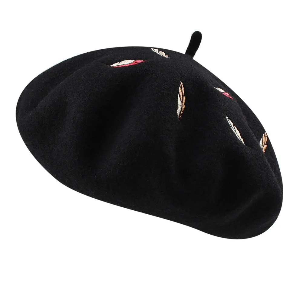 FURTALK Women  Winter Beret Beanies Hat with Embroidery  Drop Shipping HTWL077