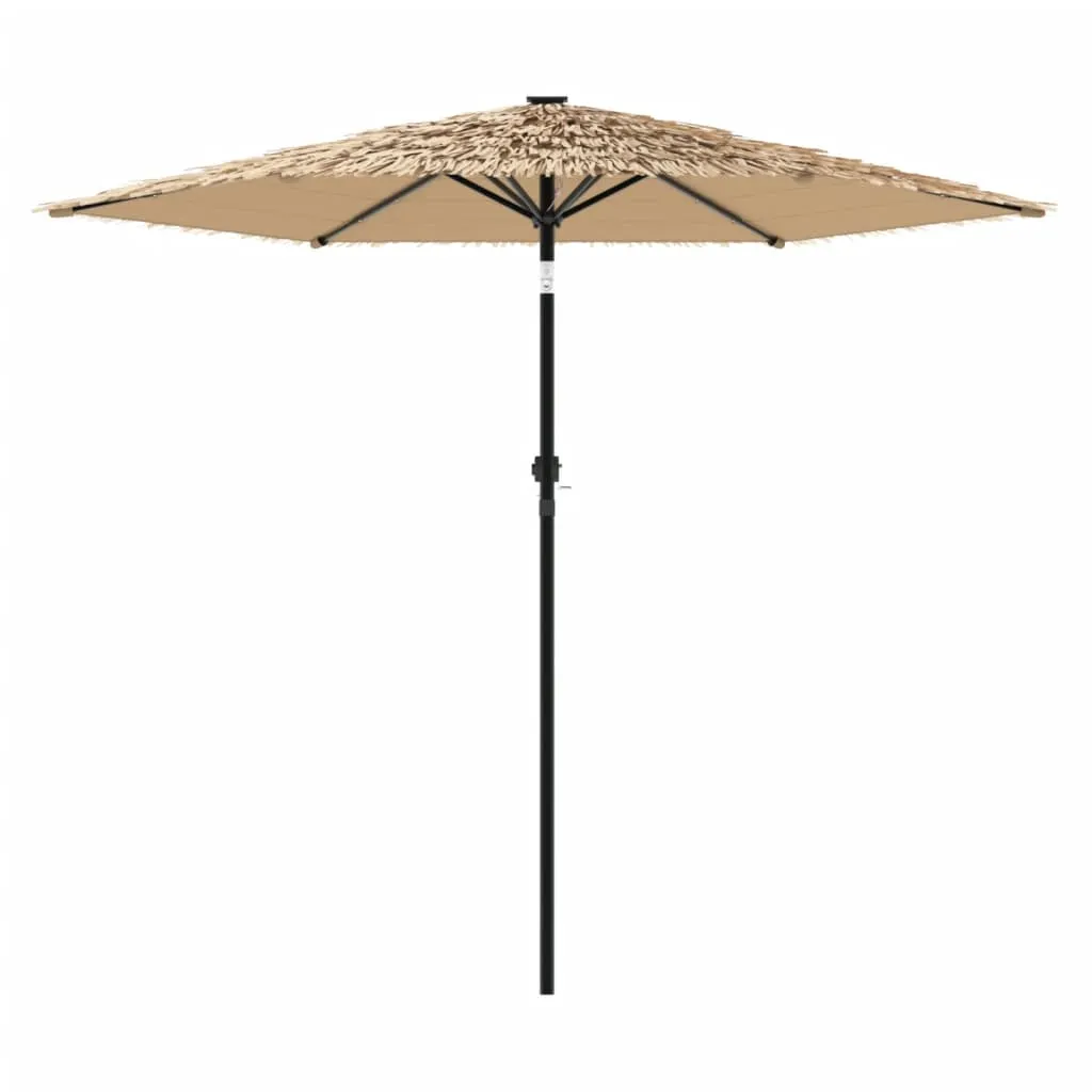 Garden Parasol with LEDs and Steel Pole Brown 268x268x226 cm