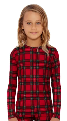 Girls Plaid Series Thermal Top