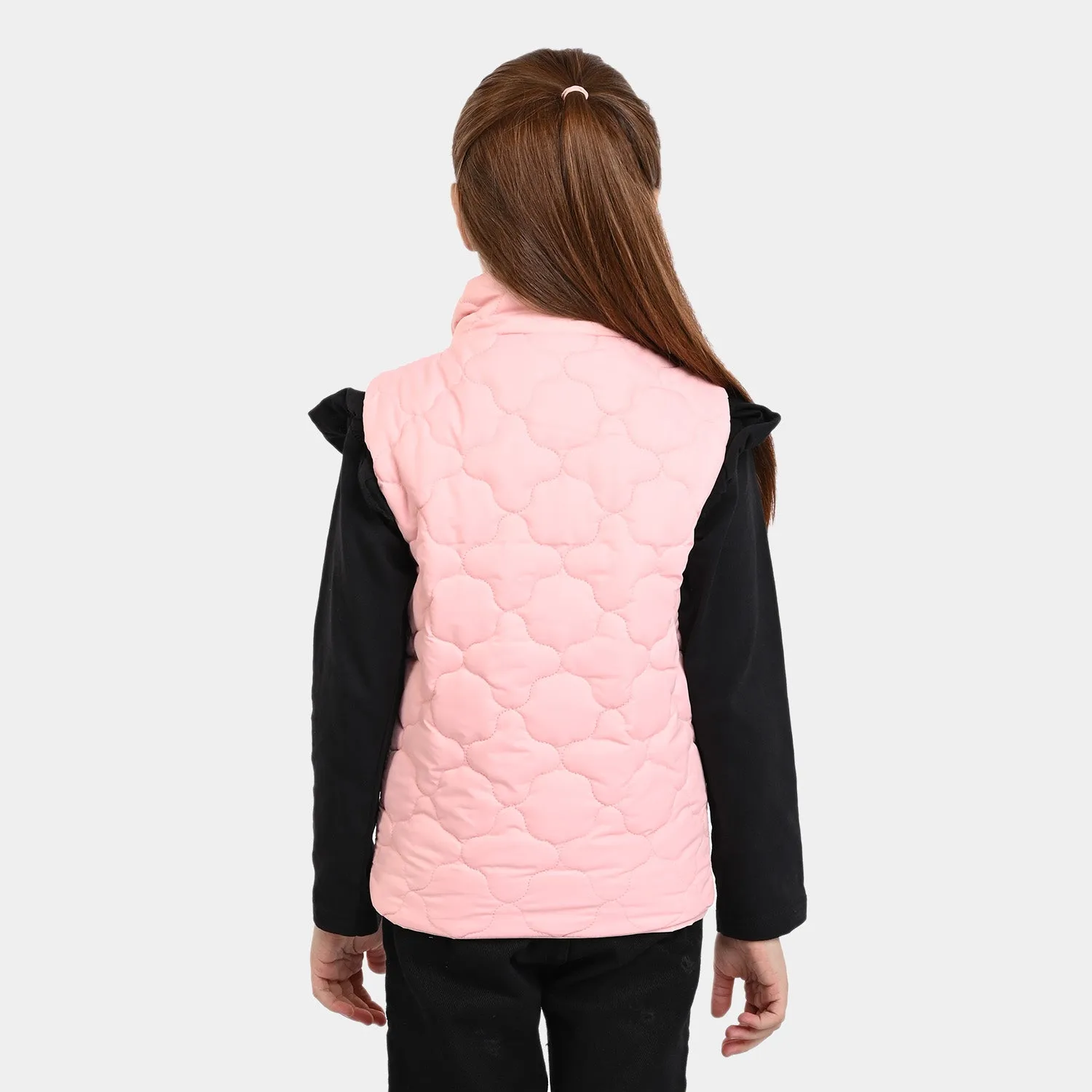 Girls taffeta Quilted Jacket Quatrefoil -Pink