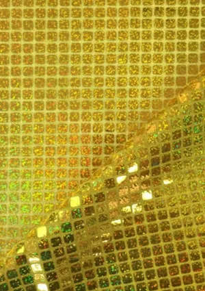 Gold Hologram Square Sequin Fabric Shiny Sparkly Fancy 45" Dress Dance Decoration