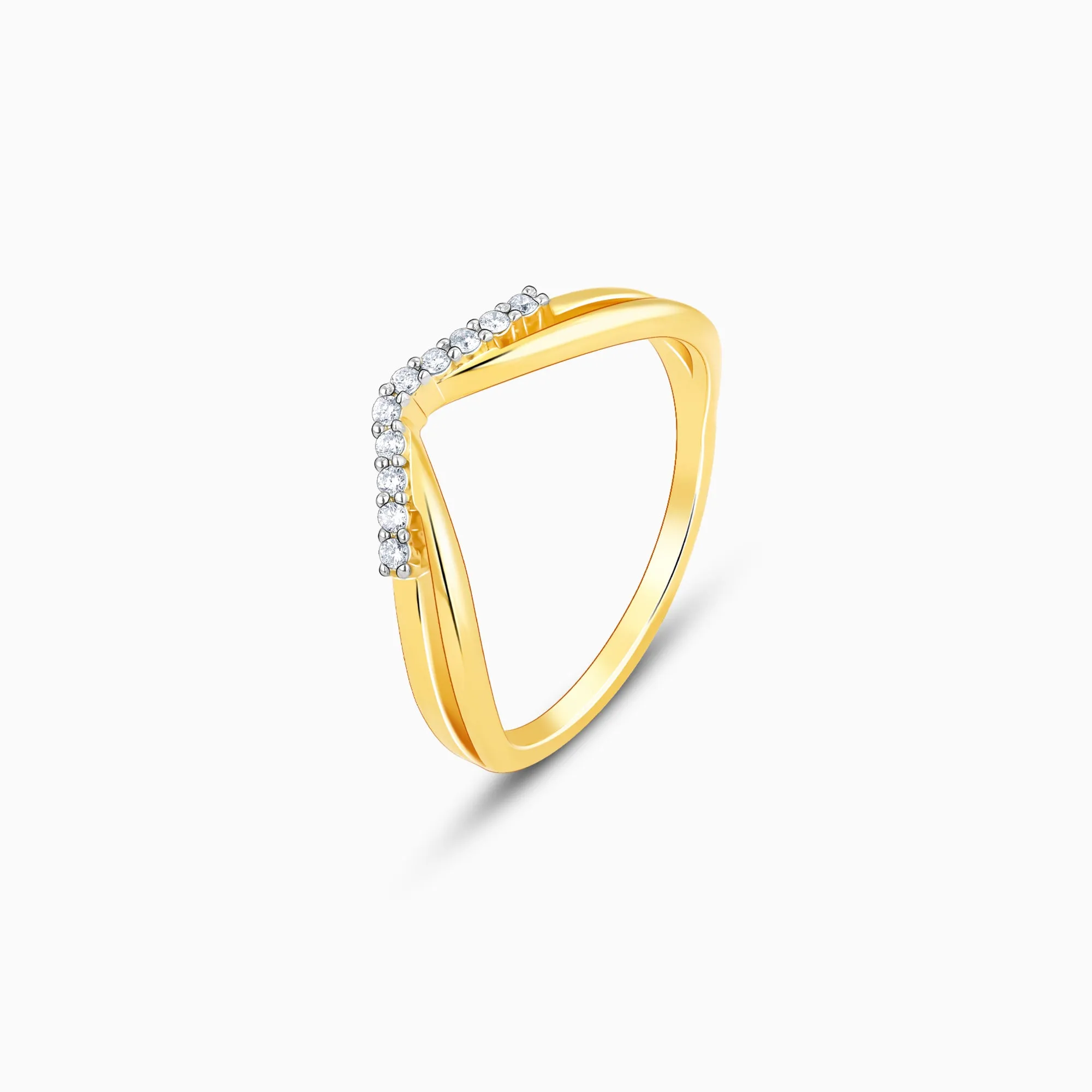 Gold Soft Wave Diamond Ring