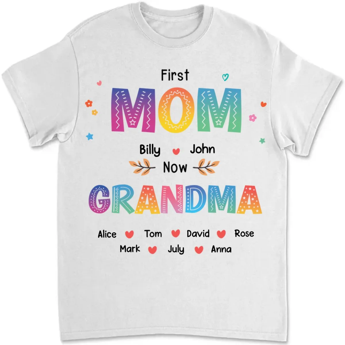 Grandma - Color of Love, First Mom Now Grandma - Personalized Unisex T-shirt