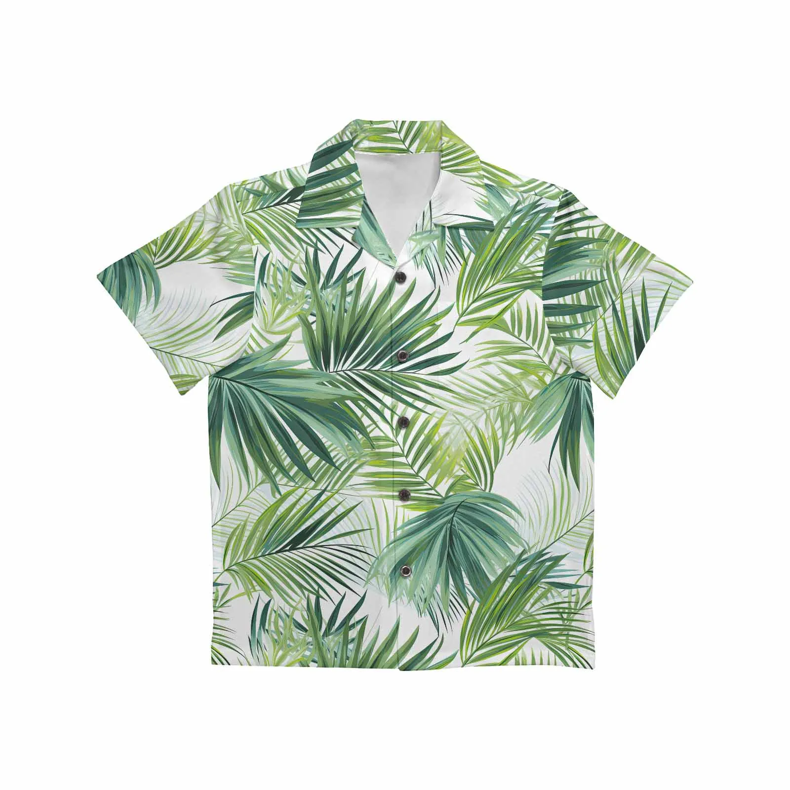 Green Palm Leaves  Little Boys Hawaiian Shirt