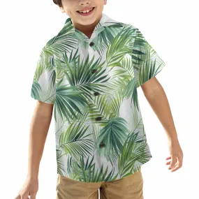 Green Palm Leaves  Little Boys Hawaiian Shirt