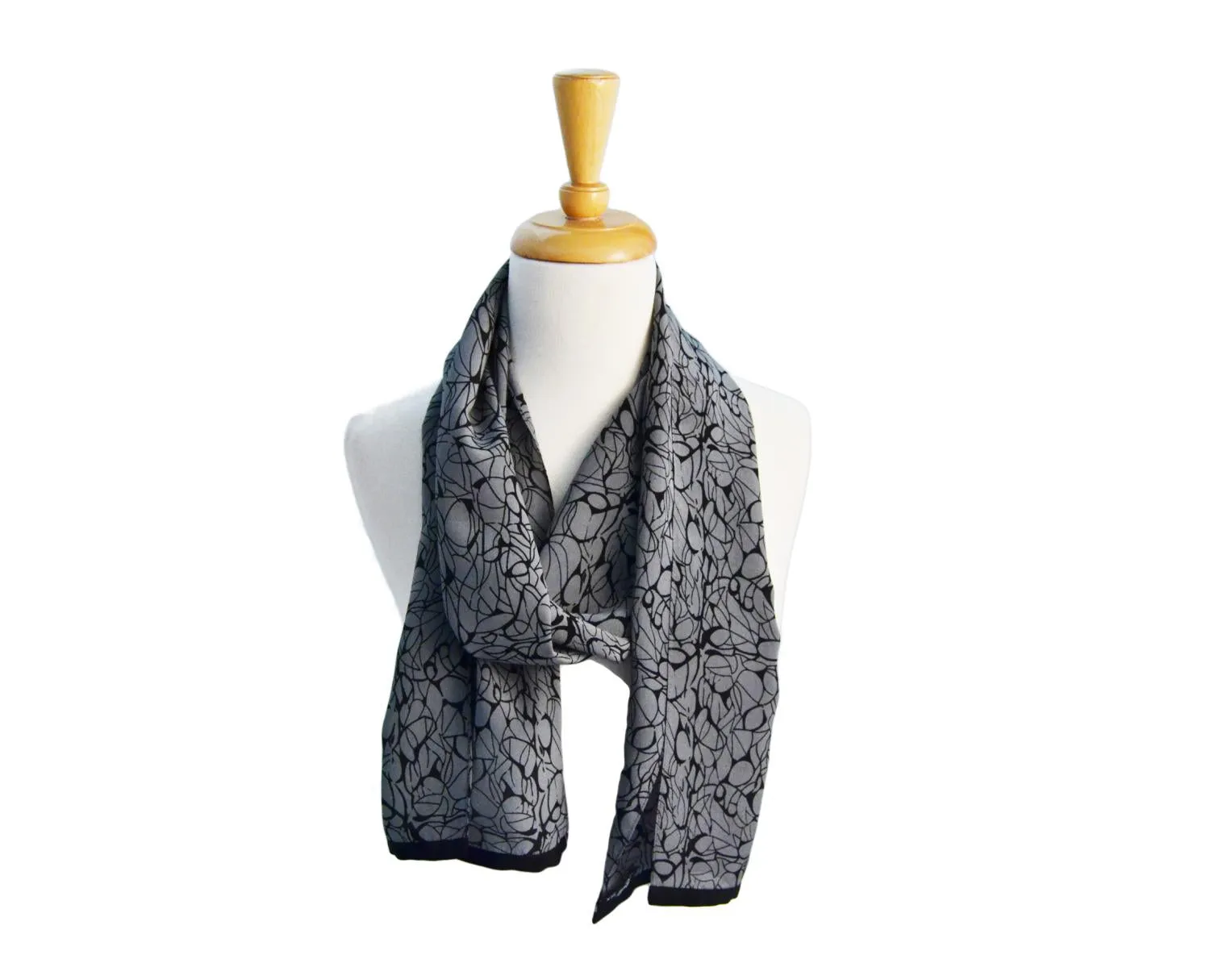 Grey Screened Satin Scarf