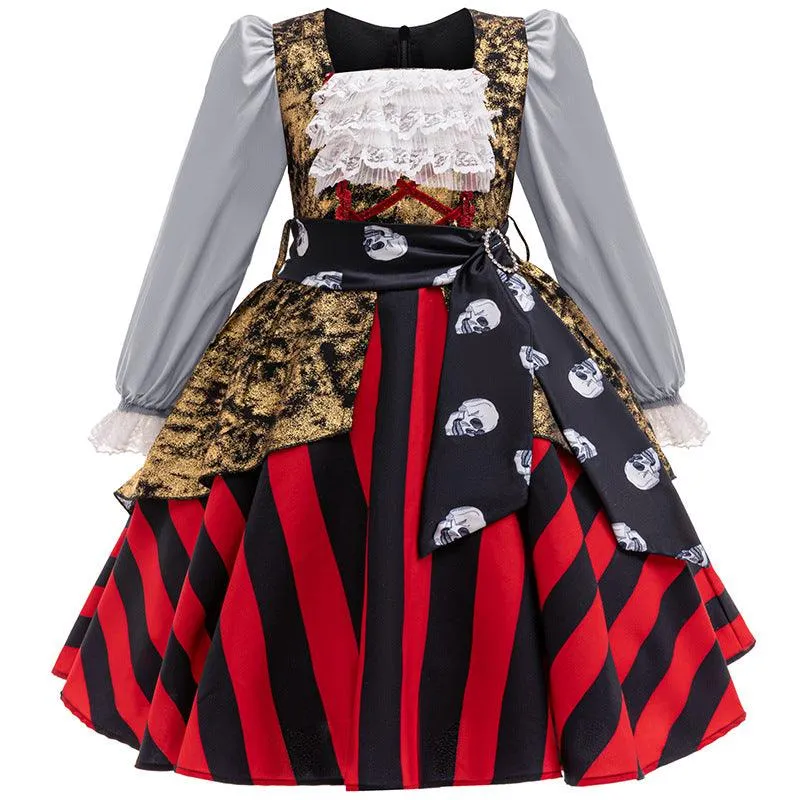 Halloween cosplay costumes Girl's lace printed princess dress Classic Pirate Princess Outfit Carnival Halloween stage performance costume