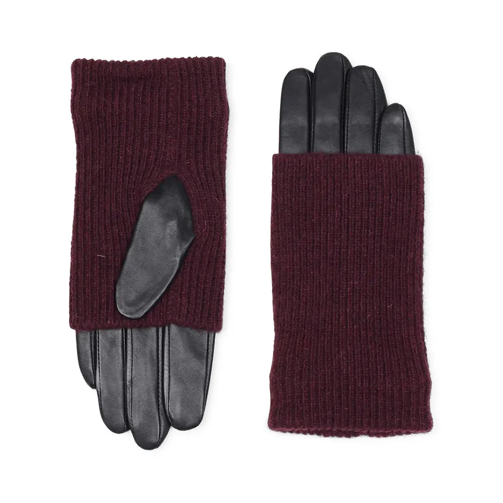 HellyMBG Gloves, Lurex - Black/Burgundy